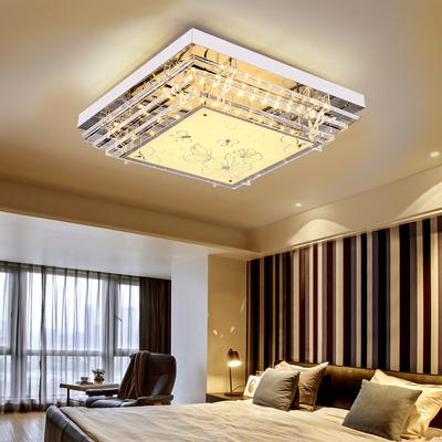 卧室灯led水晶长方形吸顶灯现代简约遥控大气家用客厅餐厅灯具