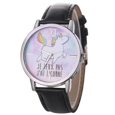 独角兽图案腕表跨境皮带学生手表可爱卡通动物女士时尚石英表腕表