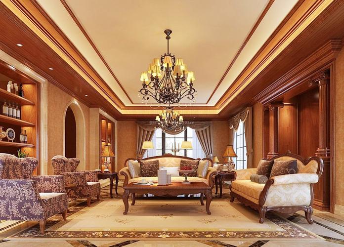 2022美式风格别墅客厅组合沙发装修效果图片