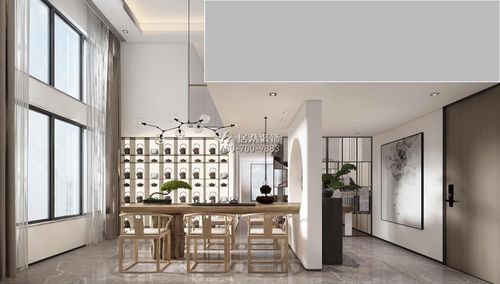 中粮创芯公寓120平方米中式风格复式户型茶室装修效果图
