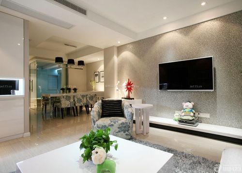 现代小客厅马赛克电视背景墙装修效果图片装信通网效果图