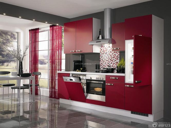 现代时尚家居室内红色橱柜装修效果图