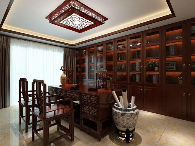 中式风格五居室书房书柜装修效果图大全