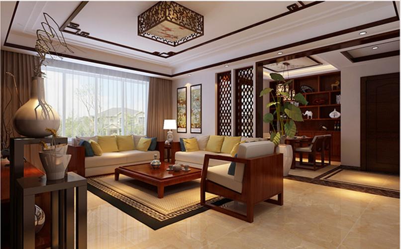 客厅用现代的手法营造出优雅高品位而又不失舒适的家具环境.