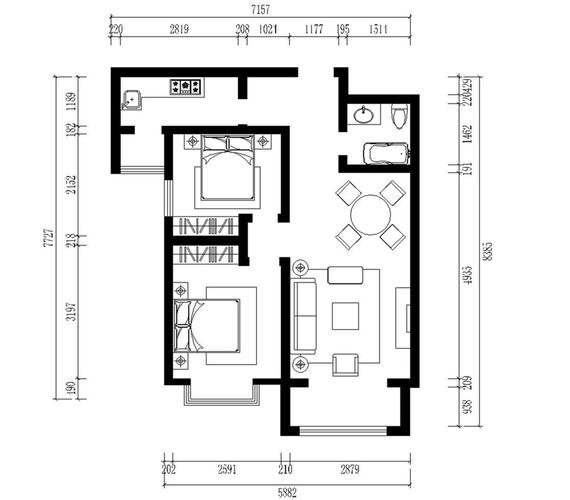 现代简约二居室93.2平米3.3万于泽园装修案例