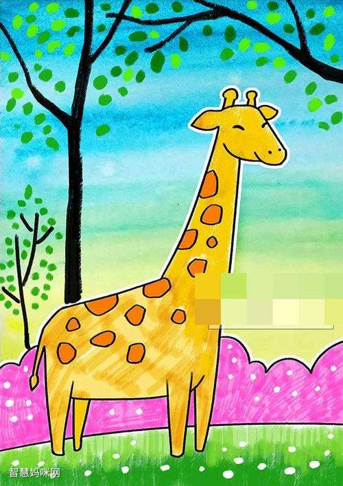 动物儿童绘画长颈鹿