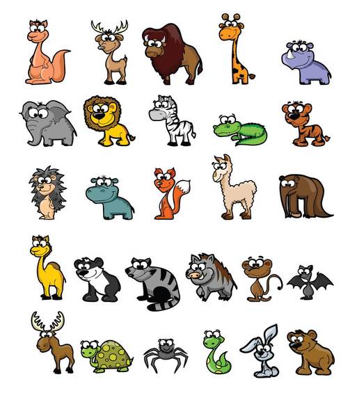 手绘卡通版野生动物卡通画皮卡丘动画简笔画小动物简单的动物卡通画