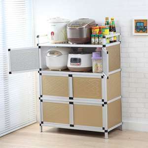 碗柜铝合金厨房柜子简易橱柜组装多功能置物架灶台架子经济型储物