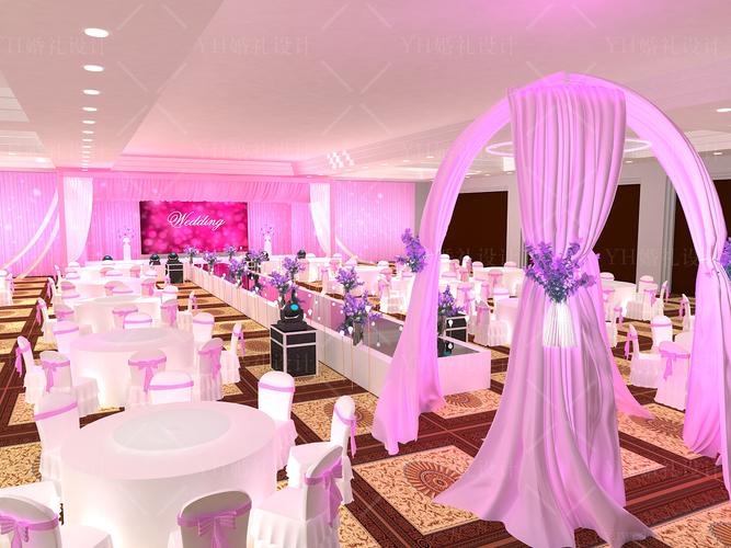 yhwedding婚礼设计粉色婚礼设计3d效果图