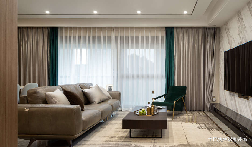 130平米现代轻奢的世界客厅窗帘现代简约客厅设计图片赏析