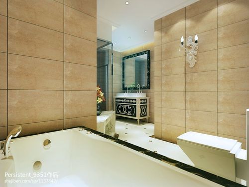 简欧卫浴淋浴房瓷砖装修设计效果图