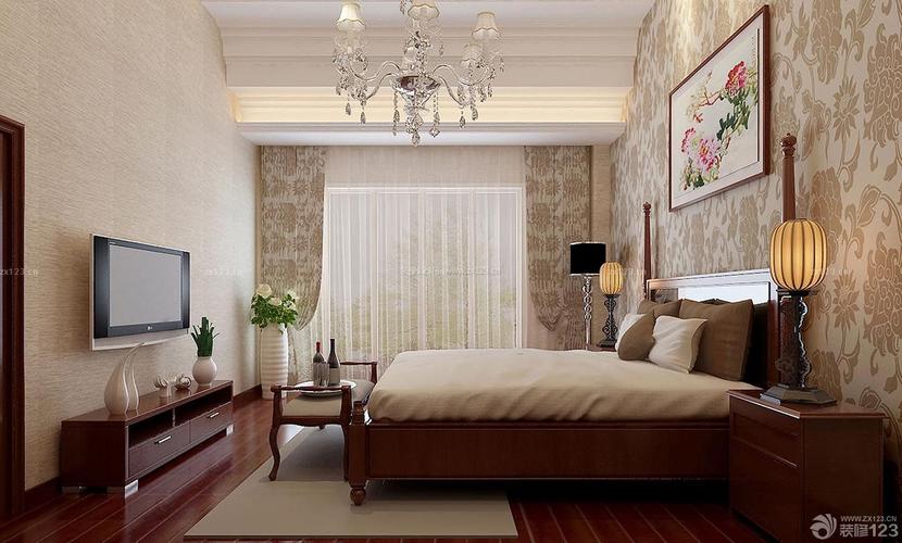 一室一厅卧室欧式花纹壁纸装修样板间装信通网效果图