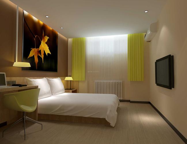快捷酒店房间电视墙设计装修效果图片2021