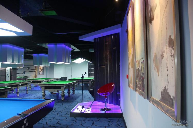 现代工装台球厅台球桌大型时尚的台球俱乐部设计装修效果图