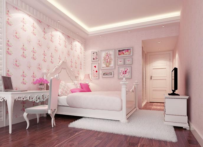 欧式家装设计女孩卧室墙面壁纸装修效果图片