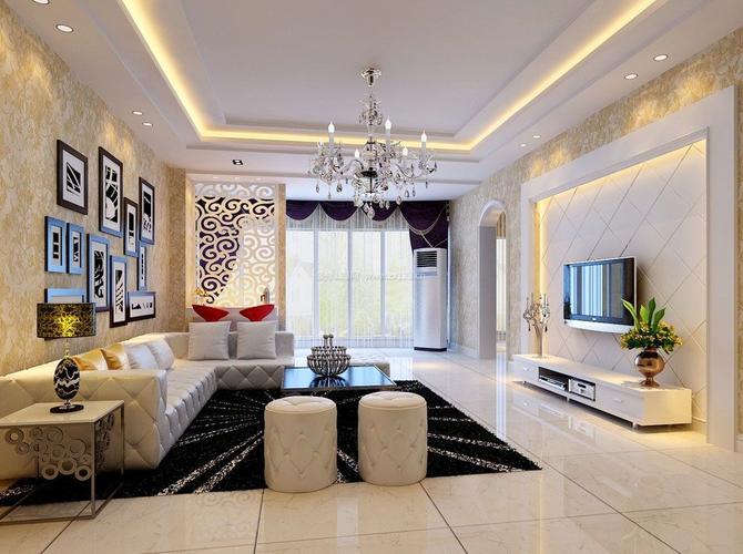 现代简约欧式风格家装客厅沙发背景墙效果图片