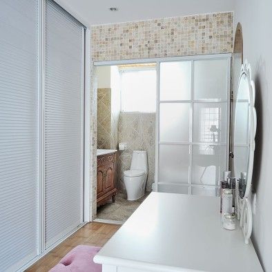 混搭风格别墅长方形透明卫生间推拉门装修效果图片