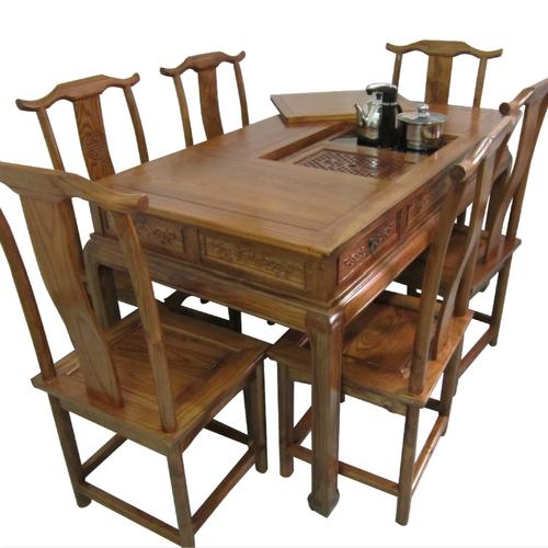 泡茶艺桌实木仿古榆木中式禅意阳台功夫餐桌小茶桌椅组合茶几茶台