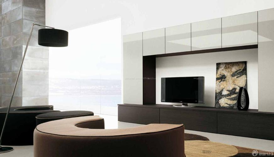 时尚黑白客厅组合电视柜设计效果图欣赏