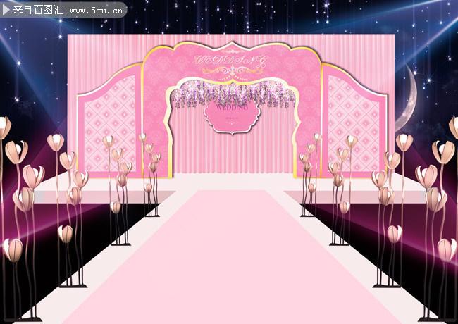 粉色风格结婚舞台效果图