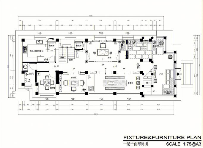 会所室内装修设计餐厅施工平面图