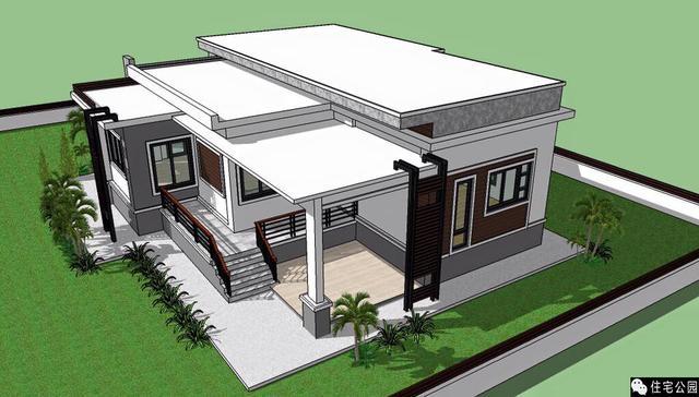 一层现代小平房简单舒适又安详含3d展示农村房屋设计图图纸之家
