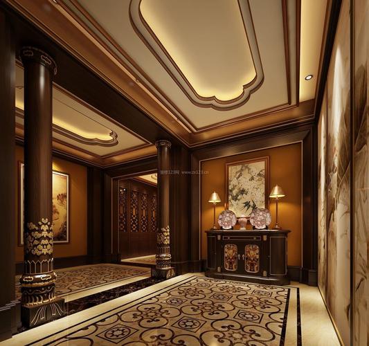 中式酒店设计元素玄关设计装修效果图片