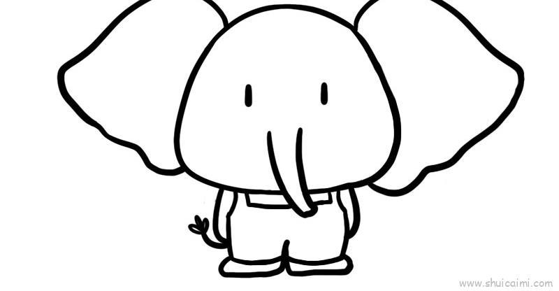 卡通可爱的大象儿童简笔画教学