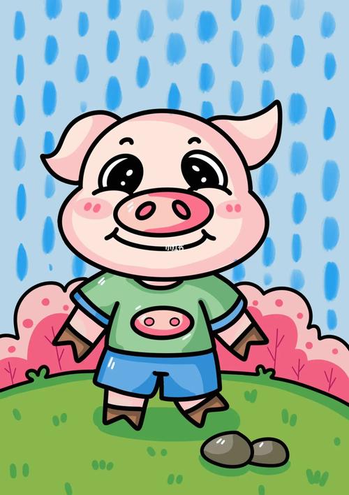 小猪儿童创意画动物儿童画简笔画带线稿