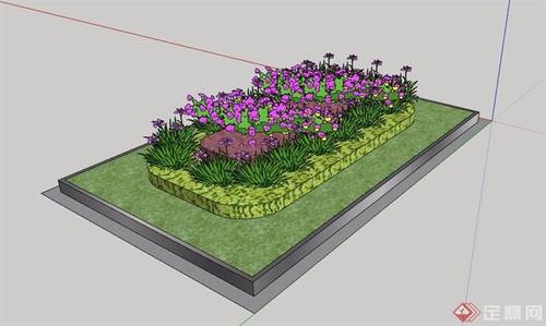 现代长方形种植花池设计su模型