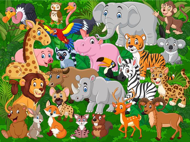 动物园的卡通收藏动物