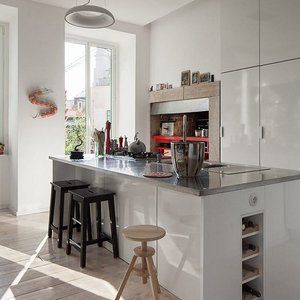 欧式白色系开放式厨房吧台装修效果图