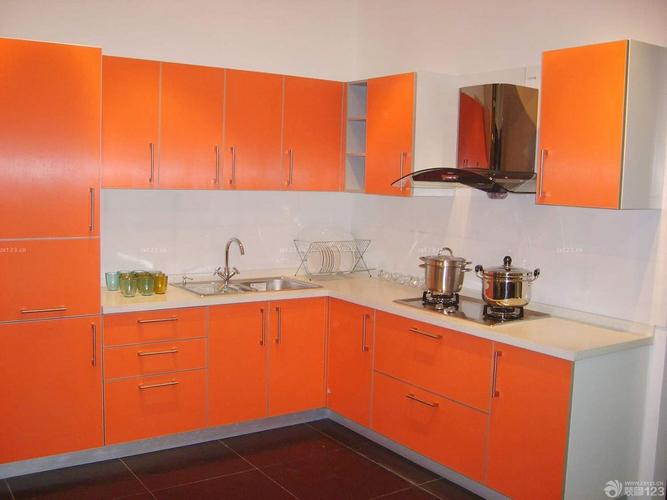 小户型橙色橱柜装修实景图装修123效果图