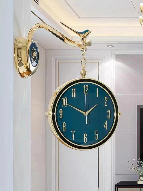 轻奢双面挂钟客厅创意静音两面钟北欧家用豪华石英钟装饰挂件时钟