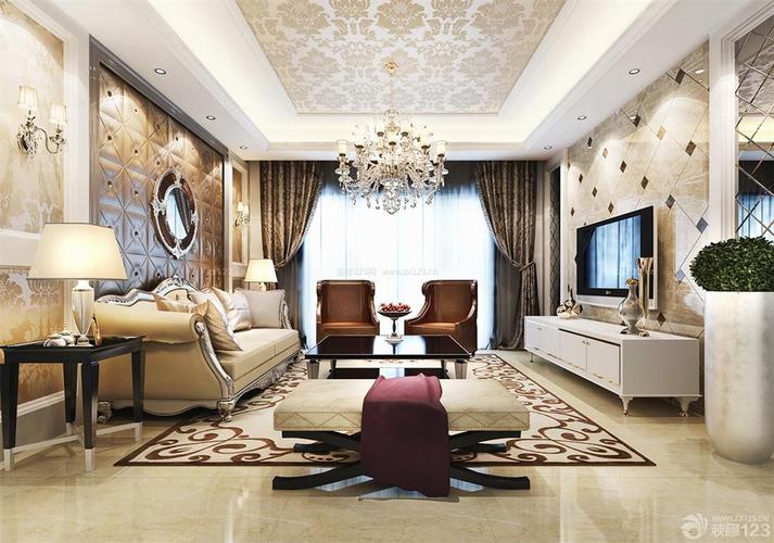 时尚室内装修效果图大全客厅石材背景墙设计