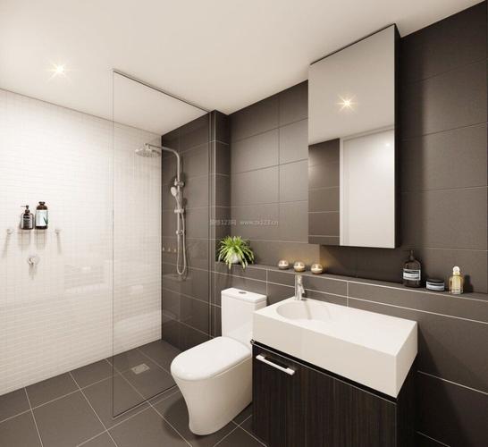 现代黑白浴室瓷砖装修效果图