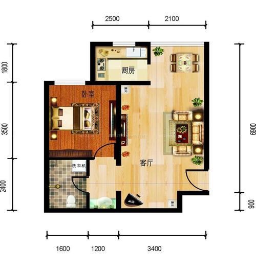 美式乡村整体一室一厅房子户型图图片装信通网效果图