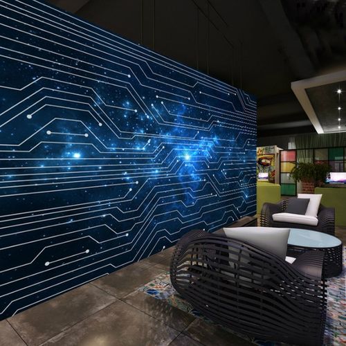 3d立体科技感背景墙纸电子公司酒吧网吧壁画电竞馆vr人工智能壁纸