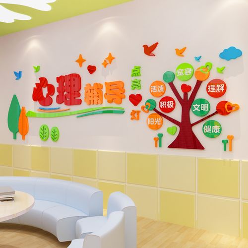 心理咨询室布置装饰贴纸儿童心里健康卫生治疗辅导软装墙贴