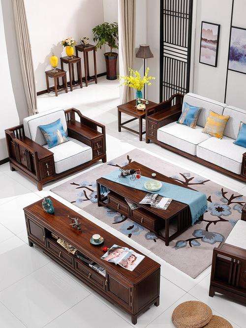 乌金木沙发新中式组合沙发全实木禅意客厅沙发高端原木套房家具.
