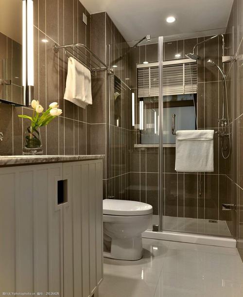 现代时尚浴室褐色背景墙室内装修效果图
