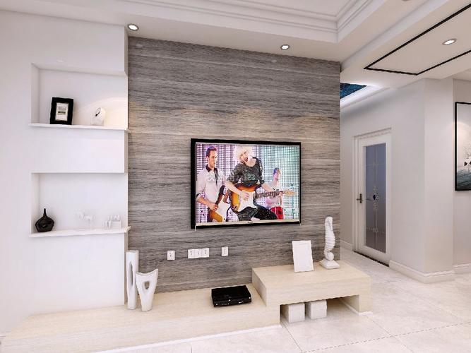 简约现代风格98平米客厅电视墙装修效果图欣赏