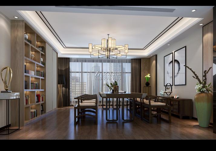 熙龙湾二期280平方米现代简约风格平层户型茶室装修效果图