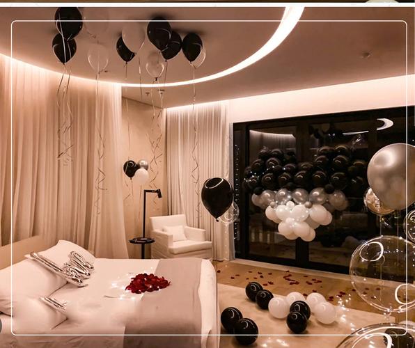 利拓七夕浪漫布置心型气球生日装饰酒店房间告白求婚网红表白场景银白