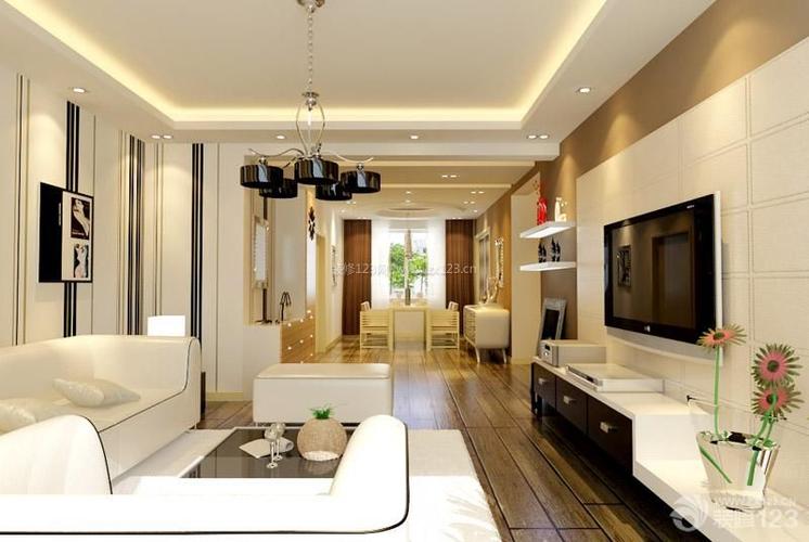 现代简约室内90平米两室一厅一卫长方形客厅装修设计效果图