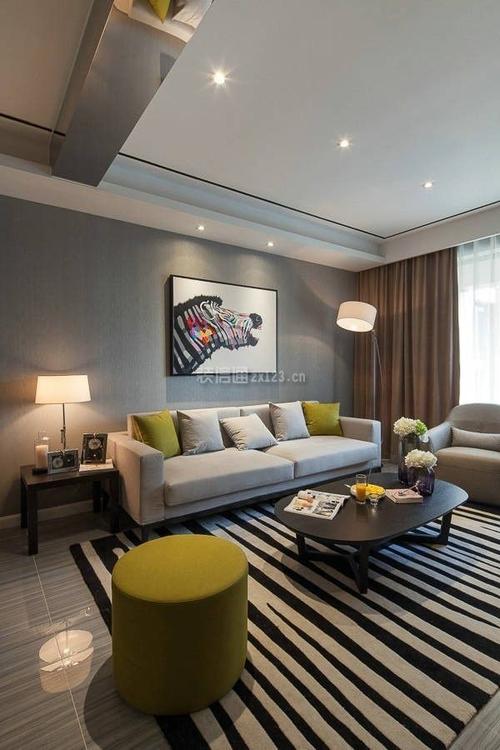 简约现代风格90平米两居客厅沙发背景墙装修图片