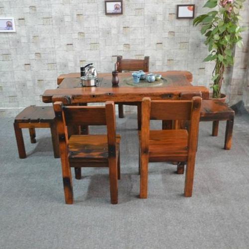 中式风格客厅老船木家具茶几茶台装修效果图