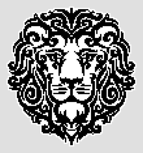 狮子像素拼豆图纸根据网友的成品图画的黑白狮子像素图霸气侧漏有木有