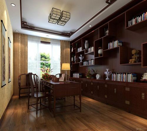 四居室中式风格书房4房新中式优雅复古完美结合装修效果图
