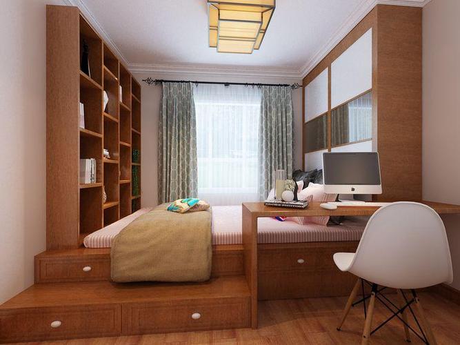 中式风格三居室卧室榻榻米装修效果图欣赏